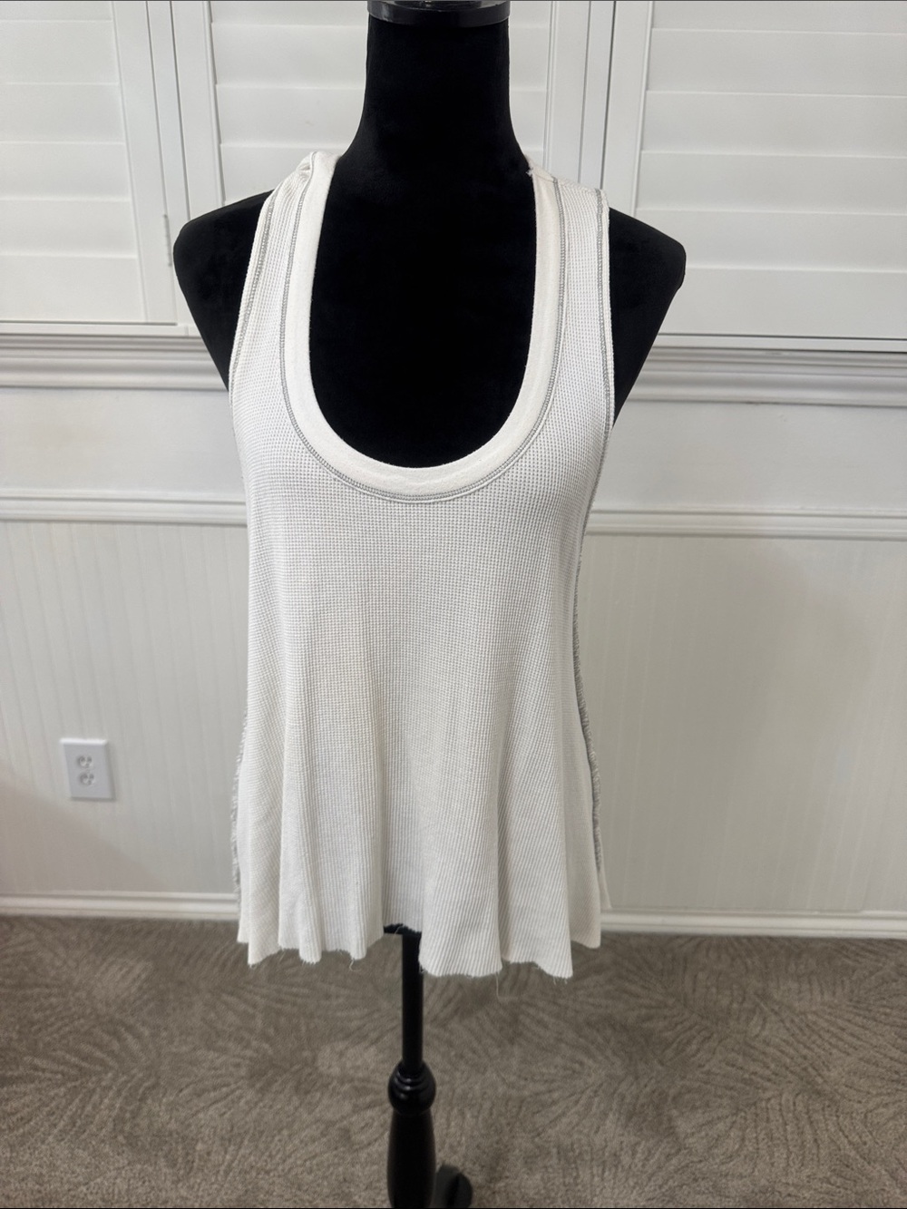 R & R Surplus White Ribbed Scoop Neck Tank Top — Women's Relaxed Fit